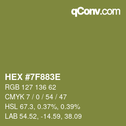Color code: HEX #7F883E | qconv.com