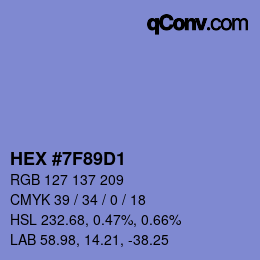 カラーコード: HEX #7F89D1 | qconv.com