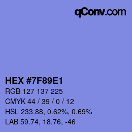 Código de color: HEX #7F89E1 | qconv.com