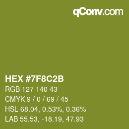 Color code: HEX #7F8C2B | qconv.com