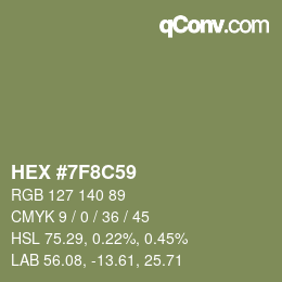 Código de color: HEX #7F8C59 | qconv.com