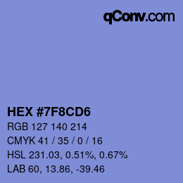カラーコード: HEX #7F8CD6 | qconv.com
