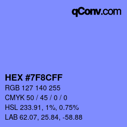 Farbcode: HEX #7F8CFF | qconv.com