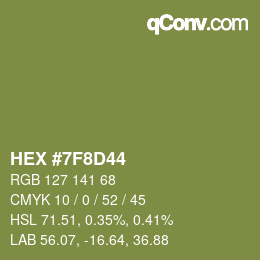 颜色代码: HEX #7F8D44 | qconv.com