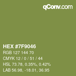 Color code: HEX #7F9046 | qconv.com
