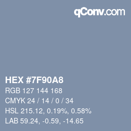 カラーコード: HEX #7F90A8 | qconv.com