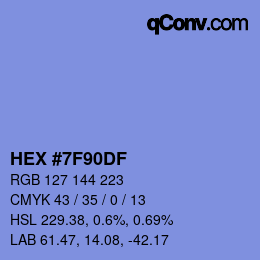 Color code: HEX #7F90DF | qconv.com