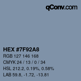カラーコード: HEX #7F92A8 | qconv.com
