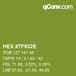 Color code: HEX #7F932E | qconv.com