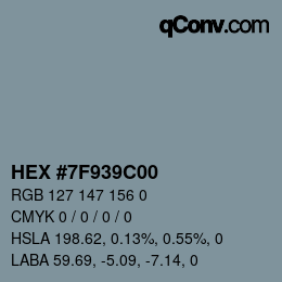 颜色代码: HEX #7F939C00 | qconv.com