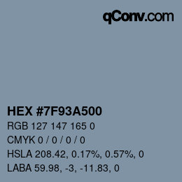 Código de color: HEX #7F93A500 | qconv.com