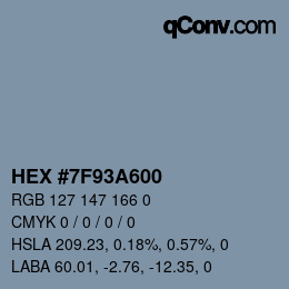 Color code: HEX #7F93A600 | qconv.com
