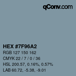 カラーコード: HEX #7F96A2 | qconv.com