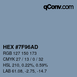 Código de color: HEX #7F96AD | qconv.com
