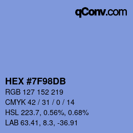 カラーコード: HEX #7F98DB | qconv.com