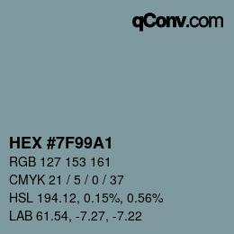 Farbcode: HEX #7F99A1 | qconv.com