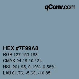 カラーコード: HEX #7F99A8 | qconv.com