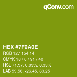 Color code: HEX #7F9A0E | qconv.com