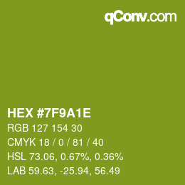 颜色代码: HEX #7F9A1E | qconv.com