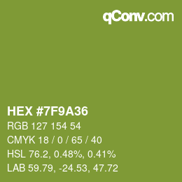 Color code: HEX #7F9A36 | qconv.com