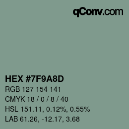 颜色代码: HEX #7F9A8D | qconv.com