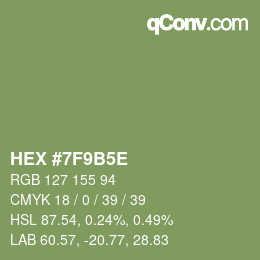 Color code: HEX #7F9B5E | qconv.com