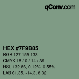 Color code: HEX #7F9B85 | qconv.com