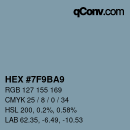 颜色代码: HEX #7F9BA9 | qconv.com