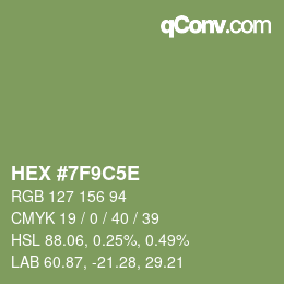 颜色代码: HEX #7F9C5E | qconv.com