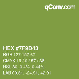Color code: HEX #7F9D43 | qconv.com