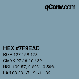 Color code: HEX #7F9EAD | qconv.com