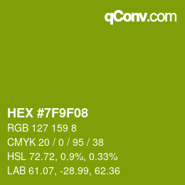 Color code: HEX #7F9F08 | qconv.com