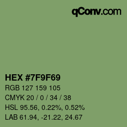 カラーコード: HEX #7F9F69 | qconv.com