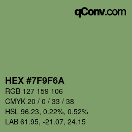 Farbcode: HEX #7F9F6A | qconv.com