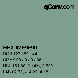 颜色代码: HEX #7F9F90 | qconv.com