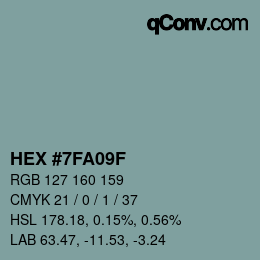 颜色代码: HEX #7FA09F | qconv.com