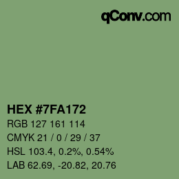 Farbcode: HEX #7FA172 | qconv.com