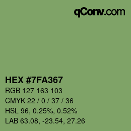 Color code: HEX #7FA367 | qconv.com