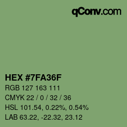 颜色代码: HEX #7FA36F | qconv.com