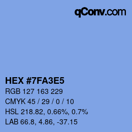 Color code: HEX #7FA3E5 | qconv.com