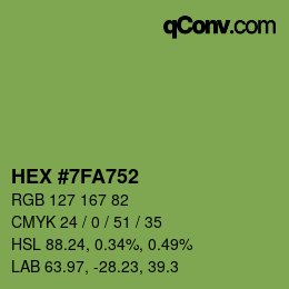 カラーコード: HEX #7FA752 | qconv.com