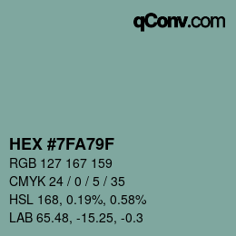 Color code: HEX #7FA79F | qconv.com