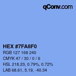 Color code: HEX #7FA8F0 | qconv.com