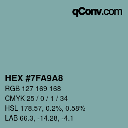 Color code: HEX #7FA9A8 | qconv.com