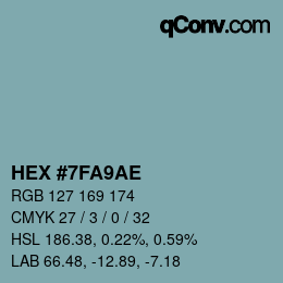 Color code: HEX #7FA9AE | qconv.com