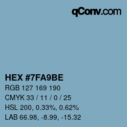颜色代码: HEX #7FA9BE | qconv.com