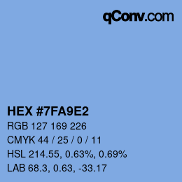 颜色代码: HEX #7FA9E2 | qconv.com
