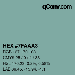 颜色代码: HEX #7FAAA3 | qconv.com