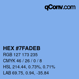 Color code: HEX #7FADEB | qconv.com