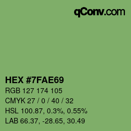 Color code: HEX #7FAE69 | qconv.com